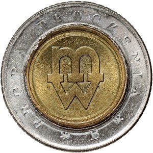 III RP, 5 zlotys 1994, Varsovie, Exemple de gaufrage