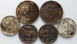 Germania, set di monete 1924-1927, (6 pezzi)