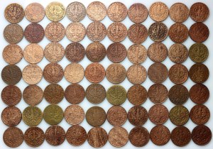 II RP, zestaw monet 5 groszy z lat 1923-1939, (70 sztuk)