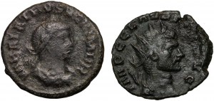 Empire romain, ensemble de 2 antoniniens, Wabalathus/Aurélien et Claude II Gocki, IIIe siècle.