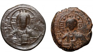 Byzance, ensemble de 2 follis, Basile II, Romain III, 10e-11e s.
