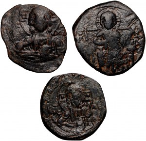 Bizancjum, zestaw 3 follisów, Bazyli II, Roman IIII, Nicefor III, X-XI w.