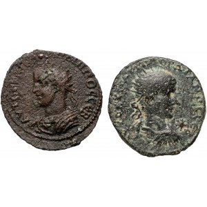 Empire romain, Provinces, Mésopotamie, ensemble de 2 bronzes de Gordien III et Philippe l'Arabe, IIIe siècle.