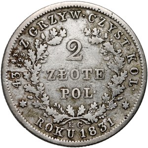 Insurrection de novembre, 2 zlotys 1831 KG, Varsovie