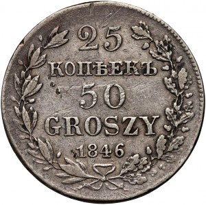 Ruské dělení, Mikuláš I., 25 kopějek = 50 grošů 1846 MW, Varšava