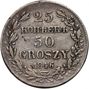 Zabór rosyjski, Mikołaj I, 25 kopiejek = 50 groszy 1846 MW, Warszawa