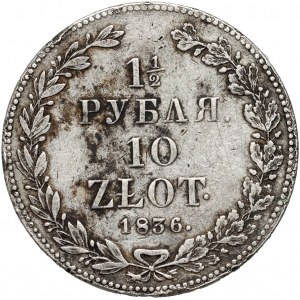 Ruské delenie, Mikuláš I., 1 1/2 rubľa = 10 zlotých 1836 НГ, Sankt Peterburg