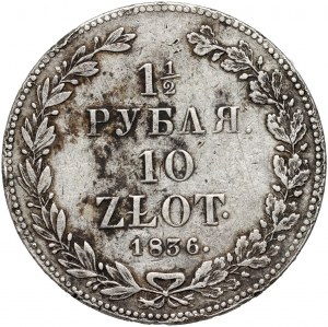 Ruské delenie, Mikuláš I., 1 1/2 rubľa = 10 zlotých 1836 НГ, Sankt Peterburg