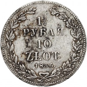 Ruské dělení, Mikuláš I., 1 1/2 rublu = 10 zlotých 1836 НГ, Petrohrad
