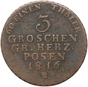 Großherzogtum Posen, 3 grosze 1816 B, Wrocław