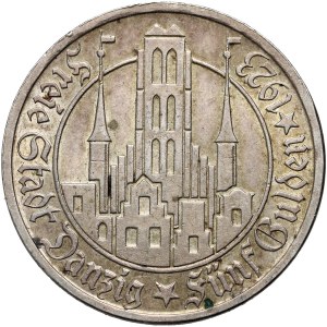 Wolne Miasto Gdańsk, 5 guldenów 1923, Utrecht, Kościół Marii Panny