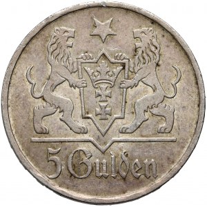 Free City of Danzig, 5 Gulden 1923, Utrecht, Church of the Virgin Mary