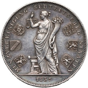 Německo, Bavorsko, Ludvík I., 2 tolary 1837, Mnichov, měnová unie