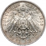 Niemcy, Saksonia, Fryderyk August III, 3 marki 1913 E, Muldenhütten, Bitwa pod Lipskiem