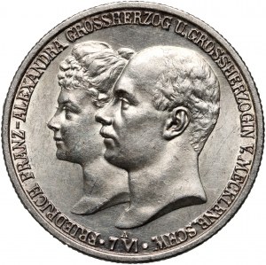 Allemagne, Mecklenburg-Schwerin, Friedrich Franz IV, 2 marks 1904 A, Berlin, Mariage avec la Princesse Alexandra