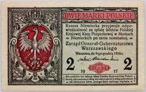 Gouvernement général, 2 marks polonais 9.12.1916, général, série B
