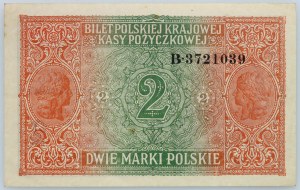 Generalgouvernement, 2 polnische Mark 9.12.1916, General, Serie B