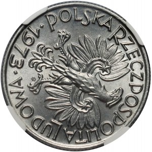 Repubblica Popolare di Polonia, 5 zloty 1973, Pescatore, torsione di 100 gradi