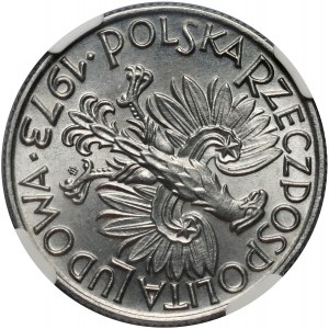 Volksrepublik Polen, 5 Zloty 1973, Fischer, 100-Grad-Drehung