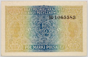 Generalgouvernement, 1/2 polnische Marke 9.12.1916, General, Serie B