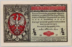 Generalgouvernement, 1/2 polnische Mark 9.12.1916, Jeneral, Serie A