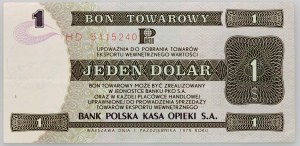 République populaire de Pologne, lettre de change d'un dollar, Pekao, 1.10.1979, série HD