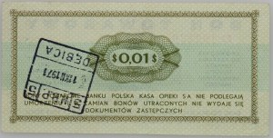 PRL, komoditní poukázka 1 cent, Pekao, 1.7.1969, série EI