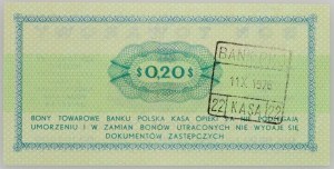 People's Republic of Poland, 20 cent gift certificate, Pekao, 1.07.1969, FN series