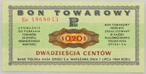 PRL, komoditný poukaz 20 centov, Pekao, 1.7.1969, séria En