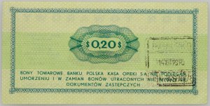 PRL, bon towarowy 20 centów, Pekao, 1.07.1969, seria En