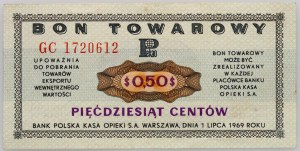 PRL, 50 Cent Warengutschein, Pekao, 1.07.1969, Serie GC