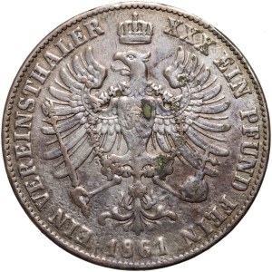 Germania, Prussia, Guglielmo I, tallero 1861 A, Berlino