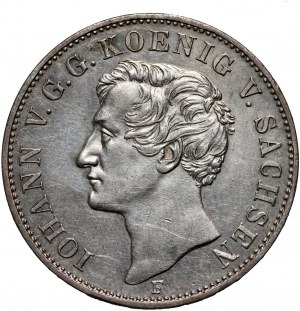Germany, Saxony, Johann V, Thaler 1855 F, Visit in Dresden Mint