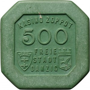 Free City of Gdansk, token of 500 guilders, KASINO ZOPPOT - Casino Sopot