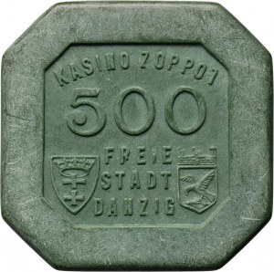 Wolne Miasto Gdańsk, żeton 500 guldenów, KASINO ZOPPOT - Kasyno Sopot