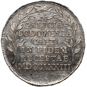 Galícia a Lodoméria, strieborný žetón z roku 1773, pripojenie Galície a Lodomérie k Rakúsku