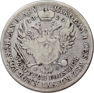 Kongress Königreich, Nikolaus I., 5 Zloty 1829 FH, Warschau