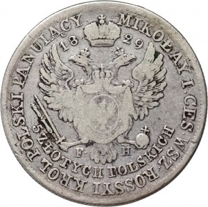 Congress Kingdom, Nicholas I, 5 gold 1829 FH, Warsaw