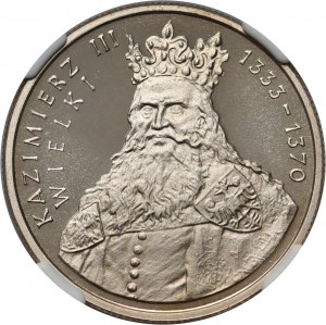 PRL, 100 zlotých 1987, Kazimír III Veľký, zrkadlová známka