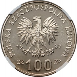 PRL, 100 zlotých 1987, Kazimír III Veliký, zrcadlová známka