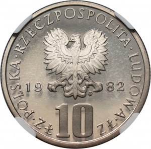 PRL, 10 złotych 1982, Bolesław Prus, stempel lustrzany