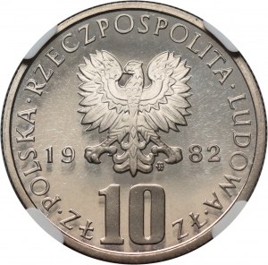 PRL, 10 zlotých 1982, Boleslav Prus, zrkadlová známka