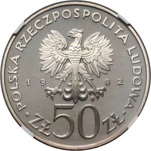 PRL, 50 zloty 1982, Bolesław III Wrymouth, francobollo a specchio