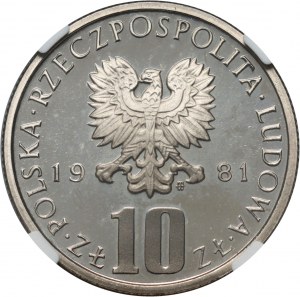 PRL, 10 Zloty 1981, Bolesław Prus, Spiegelmarke