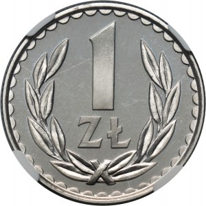 PRL, 1 zlotý 1982, zrkadlová známka