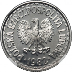 PRL, 1 zloty 1982, timbre miroir