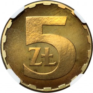 PRL, 5 zlotých 1982, zrkadlová známka