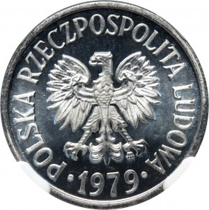 PRL, 20 groszy 1979, zrkadlová pečiatka