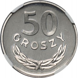 PRL, 50 groszy 1982, Spiegelstempel