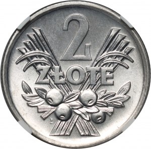 People's Republic of Poland, 2 zloty 1970, Berry, variety with rounded number 7 in the date